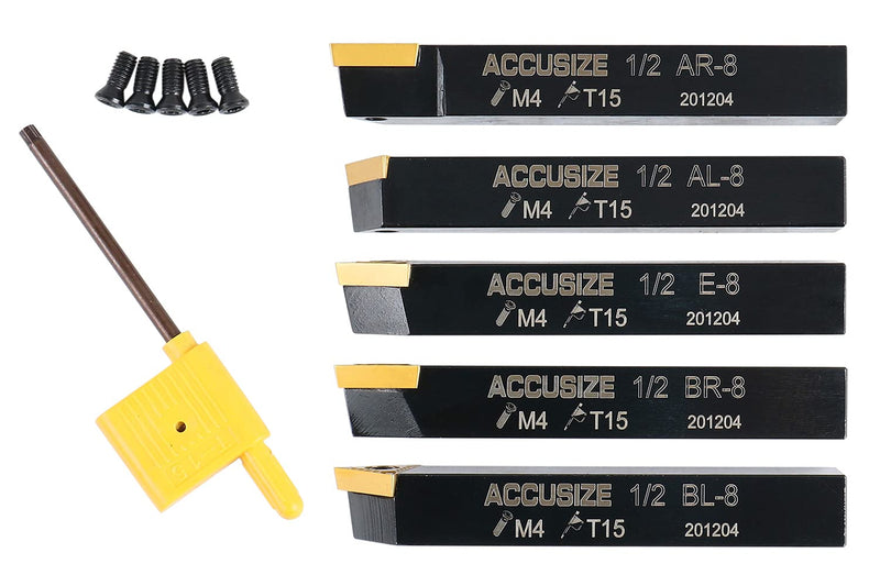 Accusize Industrial Tools 1/2'' 5 Pc Indexable Turning Tool Set, 2380-5082 1/2"
