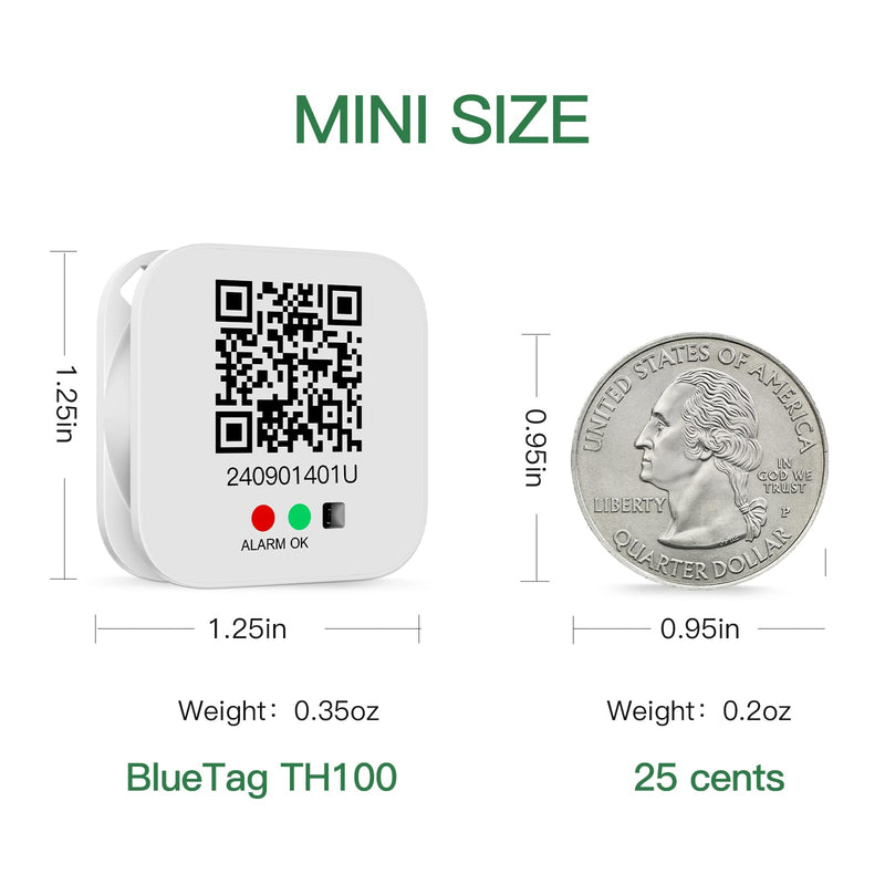 Freshliance Bluetooth Temperature Humidity Data Logger Hygrometer Thermometer with LED Display, Automated Data Graphing Analysis and Multi-user Data Sharing, Location Information via APP BlueTag TH100 Temperature and Humidity 2