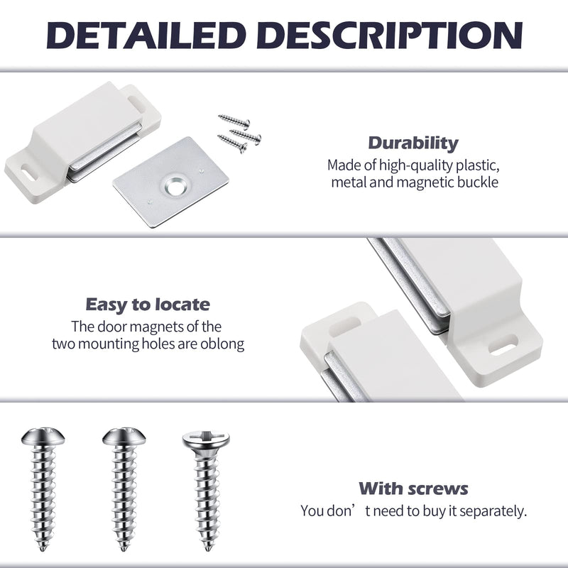 Moxweyeni Single Magnetic Catch Kitchen Cabinet Magnets Heavy Duty 15lb Cabinet Magnetic Catch Zinc Cupboard Door Magnets Window Magnet Magnetic Door Catch Drawer Latch Closet Closing Closures White 24
