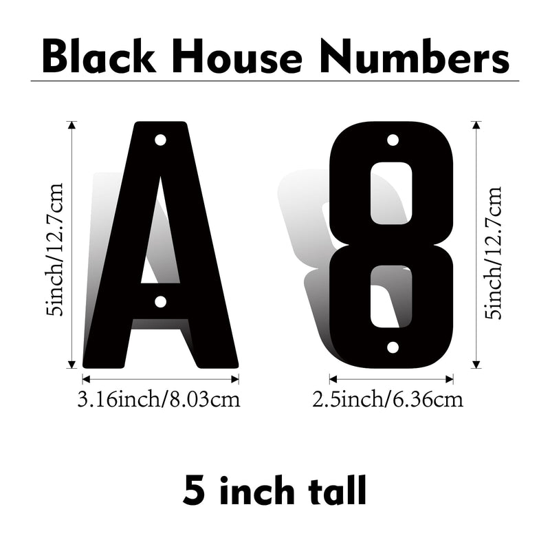 5 Inch Modern Metal House Numbers, Metal Letter, Black Door Number, Metal Mailbox Numbers and Letters, Metal House Address Letters and Numbers for Outside Signs (A) 5 Inch Black A
