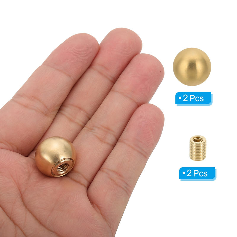 PATIKIL 17.5mm Brass Ball Lamp Finials Caps Knob, 2 Set Lamp Shade Decoration Screw Cap Nuts for Furniture Lighting