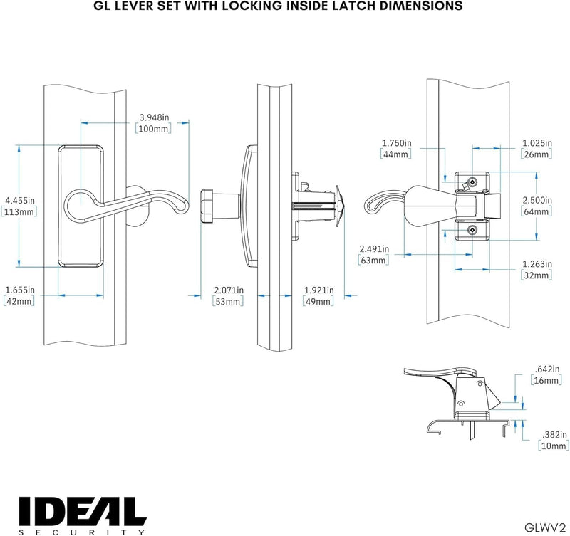 Ideal Security GL Lever Handle Set for Storm Doors and Screen Doors, Storm Door Handle Replacement, Screen Door Handle, Matte Black