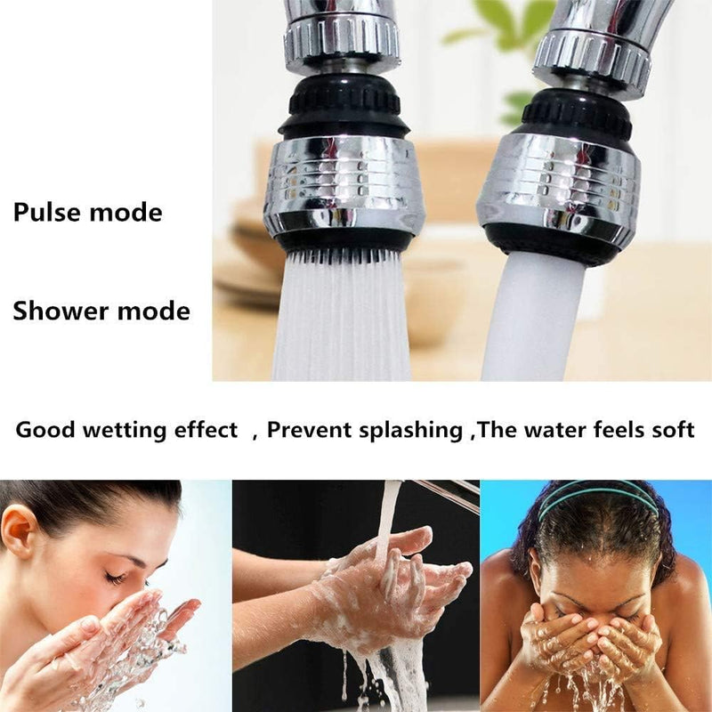 2PCS 360 Degree Swivel Faucet Aerator Deluxe Water Saving Faucet Sprayer Water Saving Bubbler Pressurized Faucet Filter Kitchen Accessories (360 Degree, Count, 2) 2.0