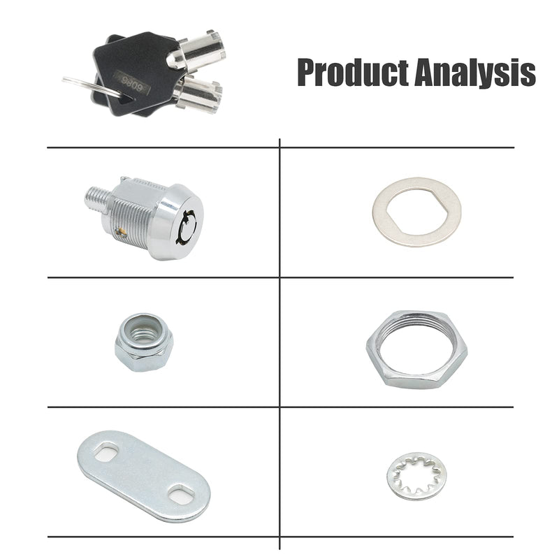 Tubular Cam Lock with 5/8 Inch Cylinder & Straight Cam, Cabinet Cam Locks Keyed Alike Drawer Lock, Mailbox Locks for Files RV Camper Door Tool Box, Chrome Finish 5/8 Inch - 1 Pack Tubular Lock