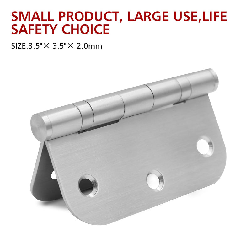 3 Pack 3.5 x 3.5 Inch Stainless Steel Door Hinges 3.5 x 3.5 Inch Silver Ball Bearing Door Hinges with 5/8 Radius Corners, 3 1/2 Inches Rounded Interior Hinge for Bathroom, Bedroom, Living Room