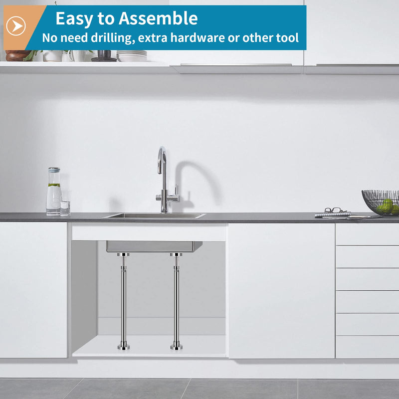 2 Pcs Undermount Sink Brackets Adjustable, Stainless Steel Sink Support Legs, Drill Free Sink Installation and Repair Kit System for Kitchen, Bathroom (19.7"-31.5")