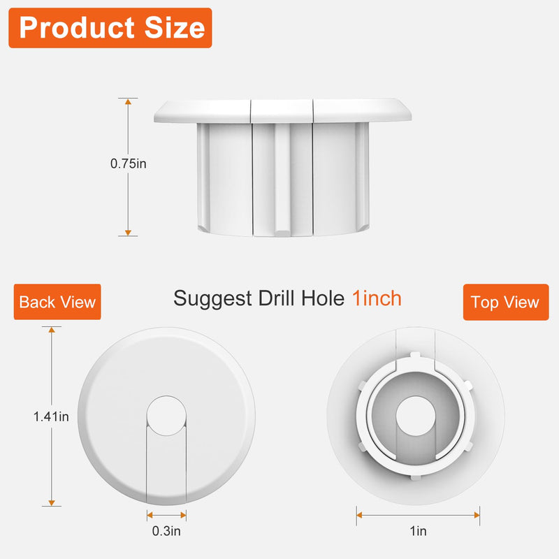 Wall Bushing Grommet for Starlink Dishy Router Ethernet Adapter Cable, Starlink Cable Routing Kit Feed-Through for 1 inch Wall Hole and Furnitures Wire Hole(White, 2 Pack) White, 2 Pack
