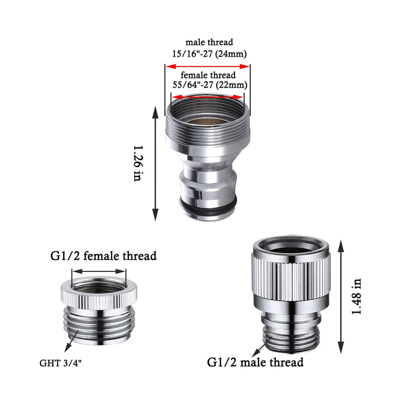 Kitchen Sink Faucet Quick Connector, Sink Faucet to Garden Hose Adapter, Dishwasher/Washer Snap Coupling Adapter, Faucet to Hose Adapter for Kitchen/Bathroom/Shower Hose faucet adapter-B