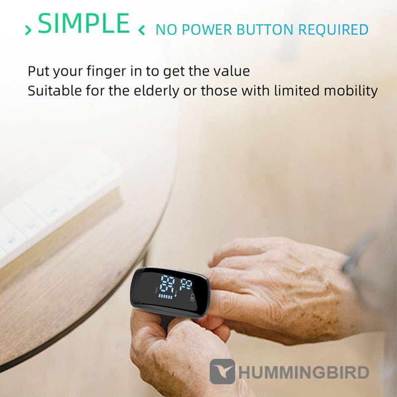Rechargeable Pulse Oximeter Fingertip - Blood Oxygen Saturation Monitor With Accurate Fast SpO2 Reading (Black)