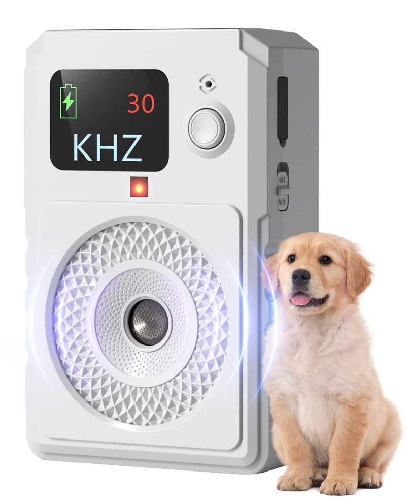 Anti Barking Devices, Ultrasonic Dog Bark Deterrent Devices, Dog Barking Control Device, Rechargeable Dog Silencer, Bark Box, Dog Barking Stopper for Dogs Training Indoor & Outdoor (White) White