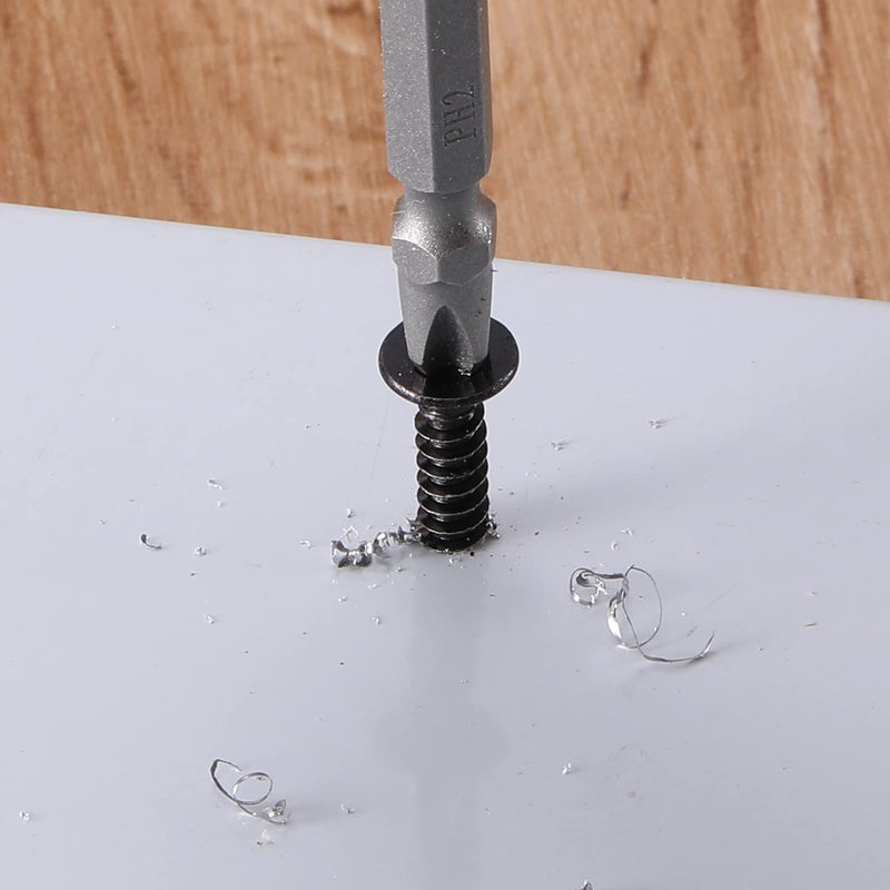 #8 x 1" Sheet Metal Screws 100Pcs 410 Stainless Steel Flat Head Fast Self Tapping Screws Black Oxide by SG TZH #8 x 1"