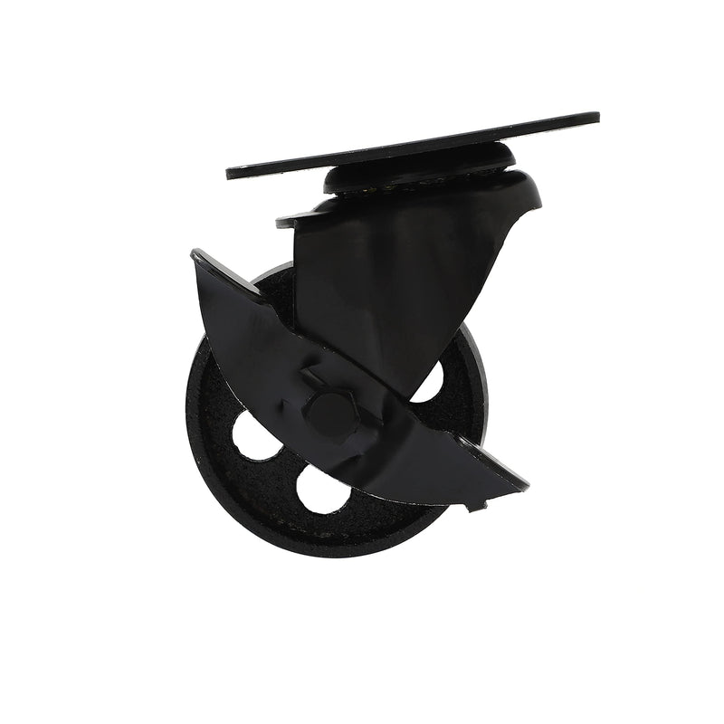 FactorDuty 4 All Black Metal Swivel Plate Caster Wheels w/Brake Lock Heavy Duty High-gauge Steel (3" Combo) 3" Combo