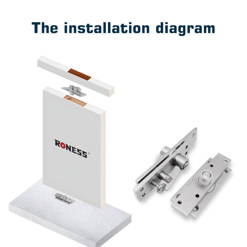 Pivot Door Hinges,Stainless Steel 360° Rotation Invisible Hinge for Bookcase, Murphy Door Hinges,Secret Door Hidden Hinges (150KG &360°) 150 KG RDZ-03-Pivot Hinge-Satin Brushed