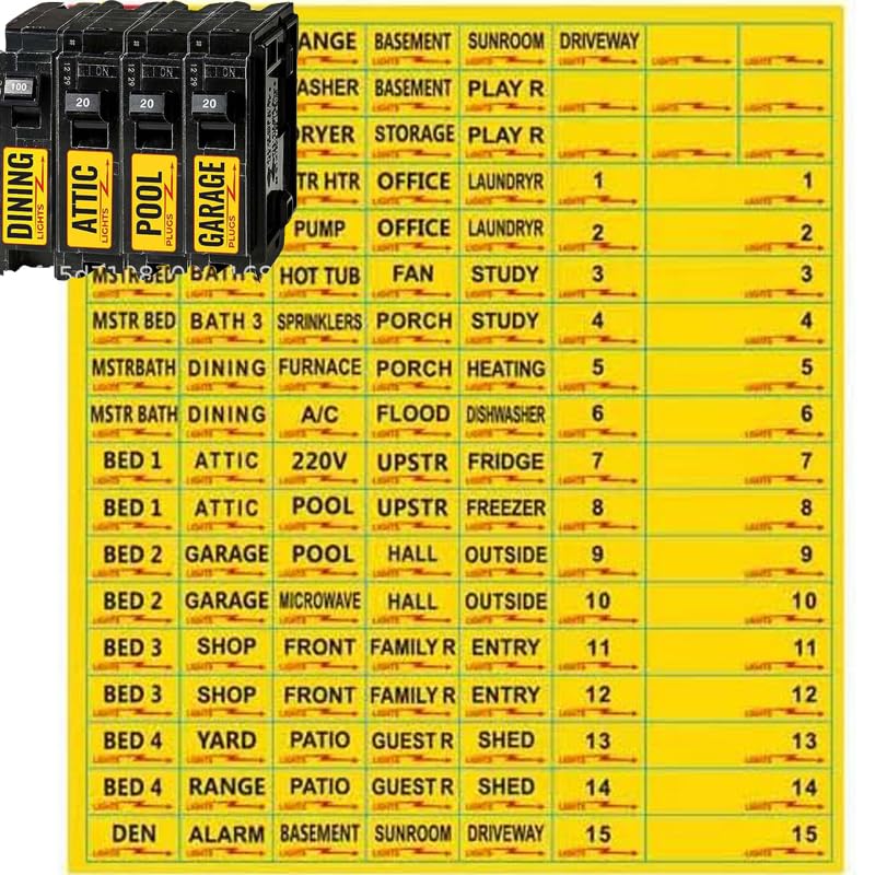 Circuit Breaker Labels, Breaker Box Label, 129 Electrical Panel Labels Fuse Box Stickers, Easy Read and Install (Yellow) Yellow