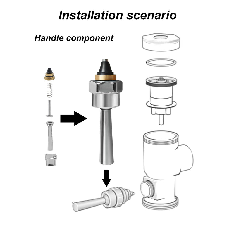 Manual Flush Valve Handle Assembly,Polished Chrome & Brass Piston Design,Compatible with American Standard M962918-0020A,for Ultima Series Piston-Type Urinals&Toilets Replacement Parts