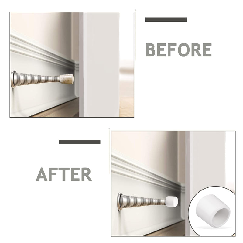 20PCS 0.39 Inch Door Stoppers Rubber Tip Replacement,Door Stop Bumper Tips, Door Stop Caps for Door Wall Protection （White） White