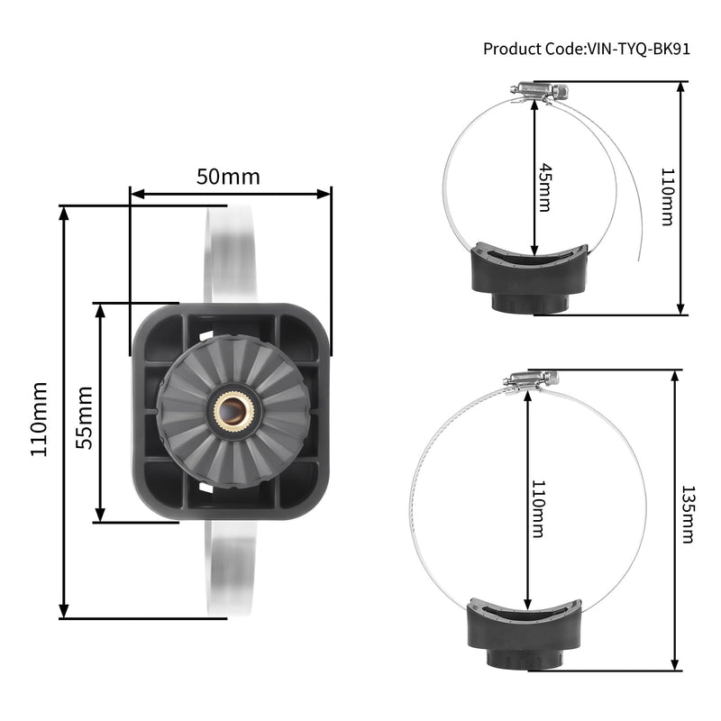 Trolling Motor Mount Compatible with Garmin LiveScope LVS34 | Stainless steel bracket. Fits 110 to 135 mm (4.3 to 5.3 inch) trolling motor shafts. Replaces 010-13228-03