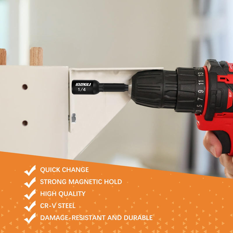 17PCS Magnetic Nut Driver Set | SAE and Metric | Premium Impact Power Hex Nut Driver Drill Bit Master Kit | 1/4 Inch Hex Shank | Cr-V Steel (17PCS Magnetic Nut Driver (Short)) 17PCS Magnetic Nut Driver (Short)