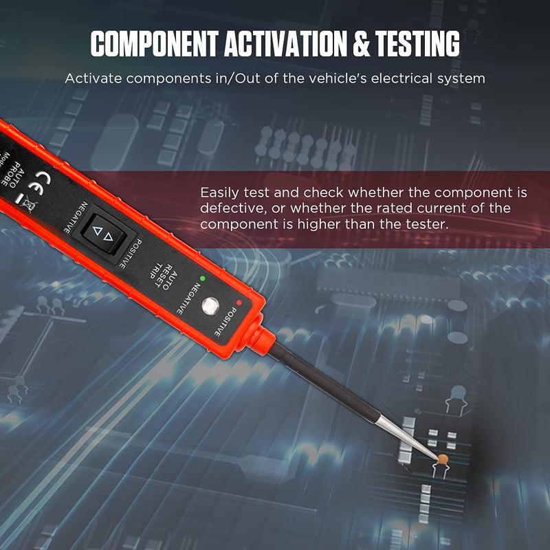 Power Circuit Probe Tester 6V-24V DC Test Light Automotive Circuit Tester Car Short Finder, 12V 12 Volt Auto Electrical Test Tool Kit, Component Activation, Polarity Identify, Overload Protection