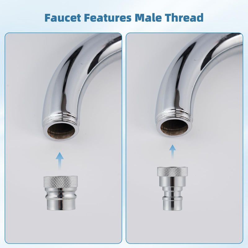 iFealClear Dishwasher Faucet Adapter, Faucet Adapter for Portable Washer, Portable Dishwasher Snap Aerator Adapter, 55/64-27 Female and 15/16-27 Male Thread for Kitchen/Bathroom/Rvs, Chrome-2 Pack