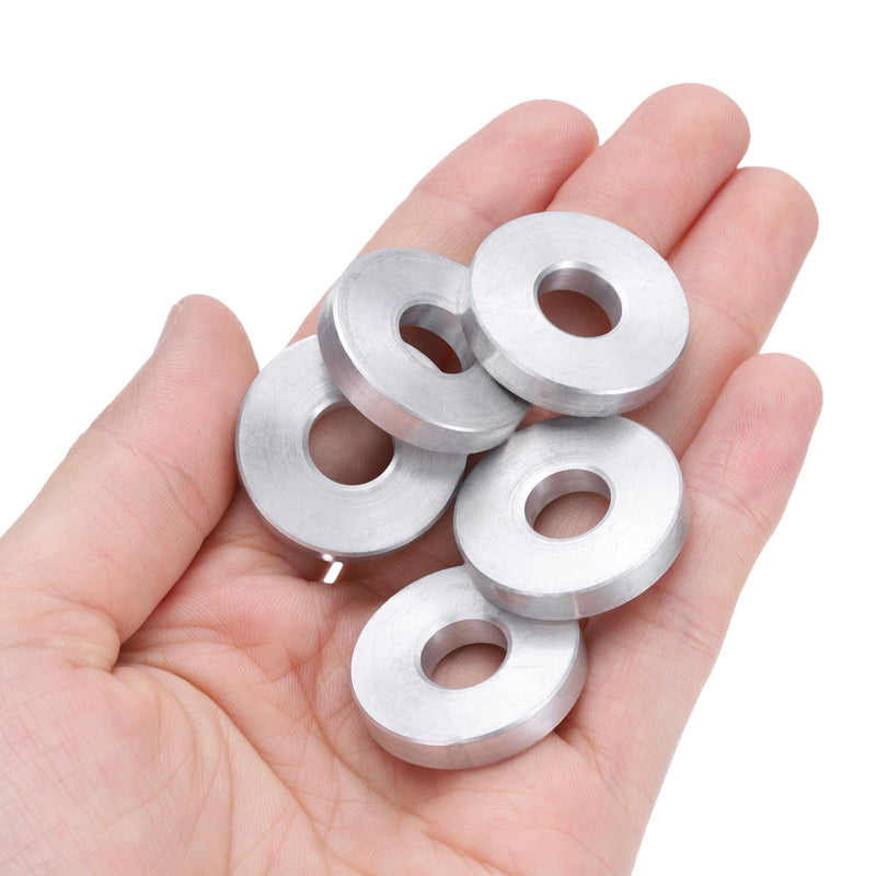 uxcell 5pcs Aluminum Spacer 3/8" Bore x 1" OD x 3/16" Length Screw Standoff Bushing Plain Finish Round Metal Spacer for 3/8 ID Screws Bolts and Rods 3/8" x 1" x 3/16" Silver Tone
