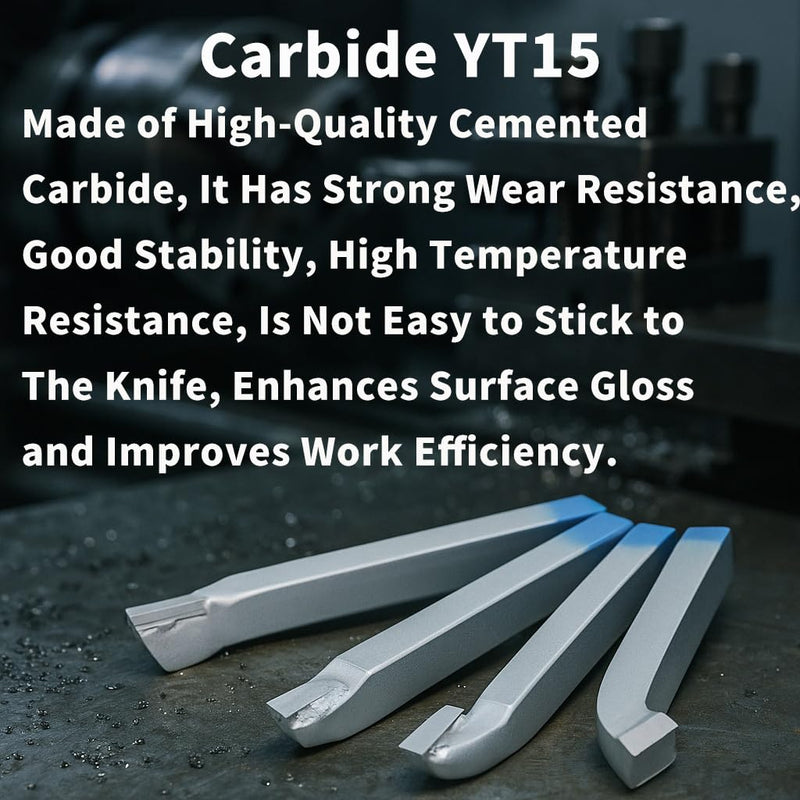 10PCS 3/8" Welding Carbide Lathe Tool Set, YT15 Brazed Carbide Tip Turning Tools for Metal, Steel and Cast Steel, 10mm Lathe Cutter Set for Metalworking, External & Internal Turning, Threading,Parting 3/8" 10-Piece Set
