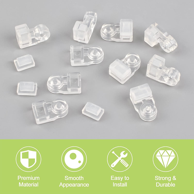 Glass Panel Clip, 24 Pack Round Glass Retainer Clips Kit Plastic Glass Cabinet Clamps Clear Mirror Clips Window Dressing Hardware Replacement with Screws & Storage Box for 3-4mm Thick Glass 24pcs