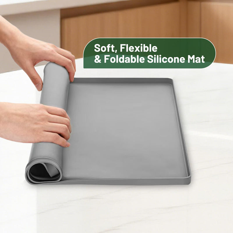 Portable Air Conditioner Silicone Drip Mat, 23.6''x19.7''x0.78'' Portable AC Drip Pan,Under Portable AC Drip Tray with Raised Edge,Spill-Proof- Ideal for Ice Makers, Humidifiers, Dehumidifier- Grey