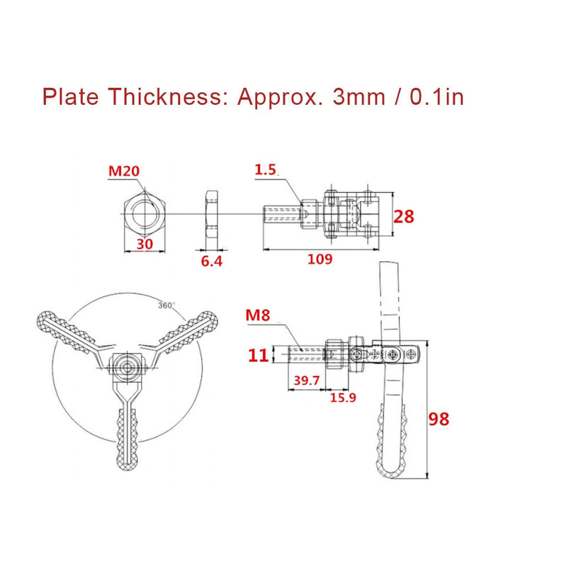 BORDSTRACT 136kg Toggle Clamp, 304 Stainless Steel Toggle Clamp 180 Degree Push Pull Toggle Clamp Gh-36204SS Hand Tool Lightweight Quick Release Tool Push Rod