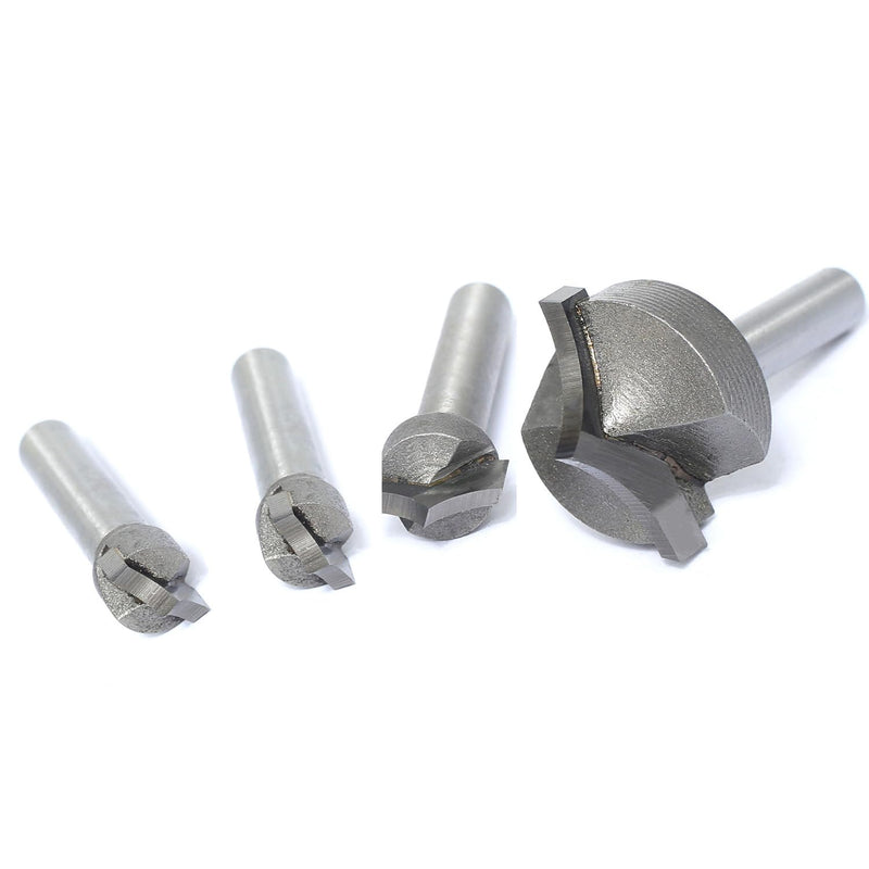 4pcs Point Cutting Roundover Router Bit Set,1/4" Shank,Cutting Dia. 3/8“,3/8",1/2" and 1",Round-Over Plunge Cutter for Wood Engraving, 2D and 3D Carving 4Pcs V Point Bits