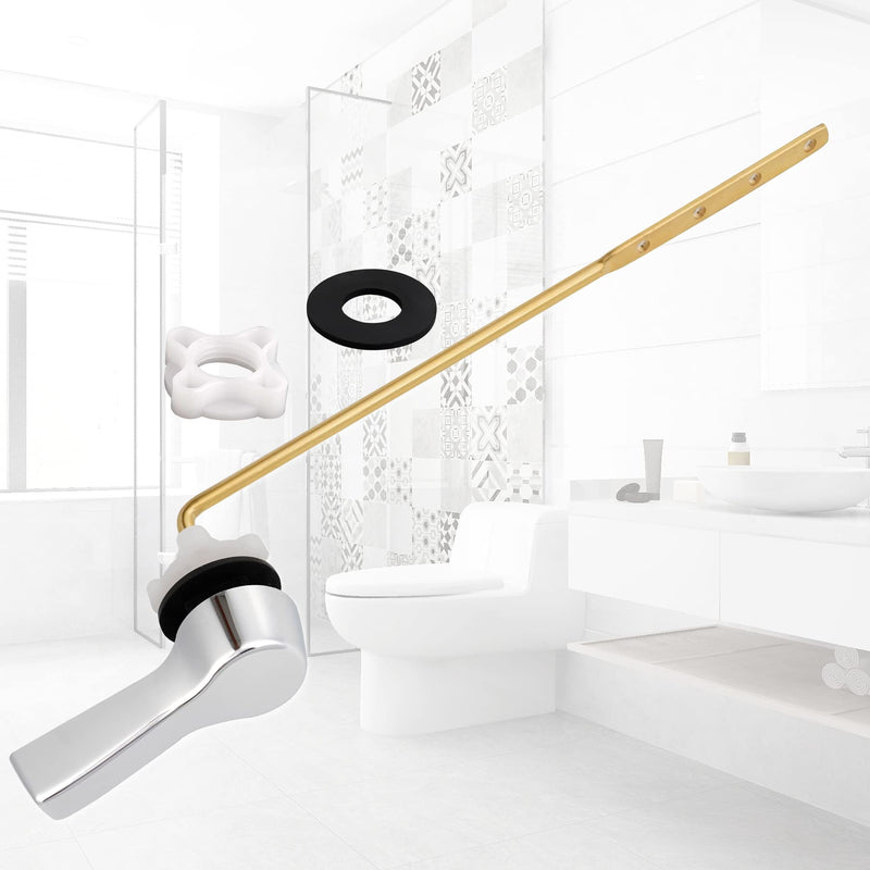 Hibbent Universal Metal Front Mount Toilet Handle, Tank Flush Lever Replacement Handle with Stainless Steel Flapper Chains, Toilet Repair Handle - Chrome