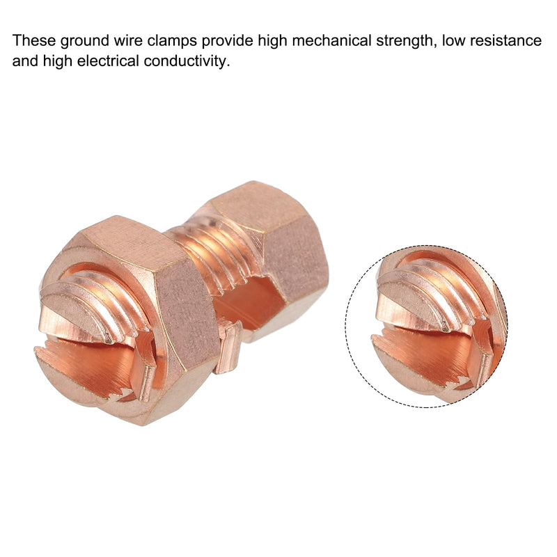 MECCANIXITY Split Bolt Connector Brass Copper 27mm Grounding Clamps with 16mm Matching Hex Nut for Completing Ground Bonding to Bare Wires Pack of 3