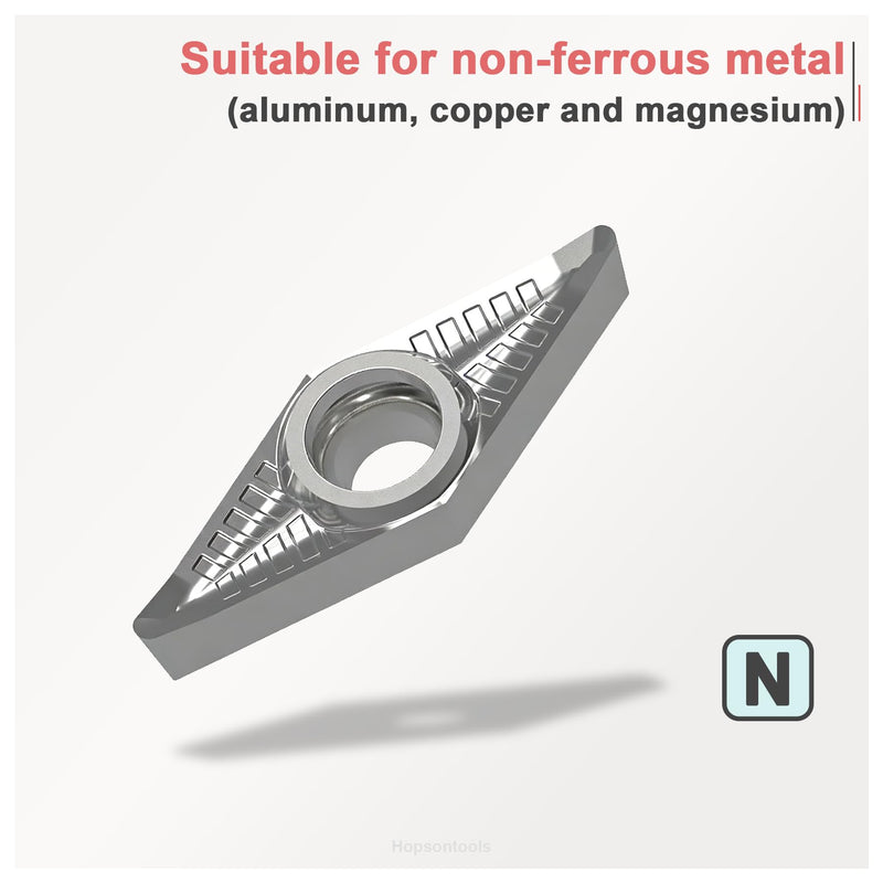 Carbide Inserts for Aluminum VCGT331 VCGT160404-LH for Finish to semi-Finish Machining of Non-Ferrous Metal, 10PCS VCGT331-LH