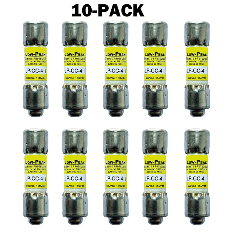10-Pack New LP-CC-4 LP-CC-4A LP-CC 4A 600Vac Time Delay Fuse,LP-CC-4A Current Limiting Class CC Rejection Cartridge Fuses