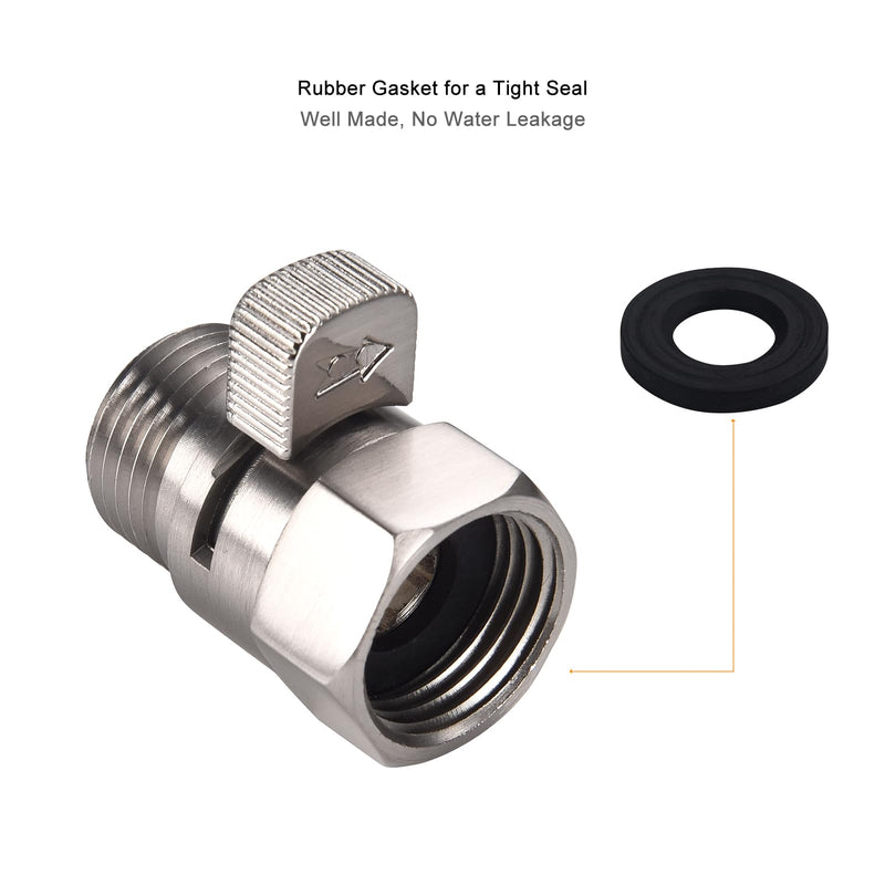 Brushed Nickel Water Flow Control Valve, 1/2" Shower Head Flow Control, Brass Shut Off Valve for Handheld Shower, Water Pressure Regulator Replacement Brushed Nickel