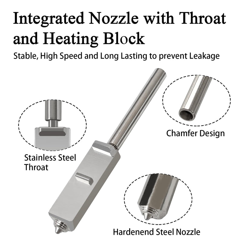 2PK 0.25mm Hardened Steel Integrated Nozzle for Anycubic Kobra S1 Max | Integrated Leak-Free, Precision Accuracy, Quick Swap Kit, High Speed 600mm/s, 32mm³/s High Flow Includes 2PCS Silicone Cover