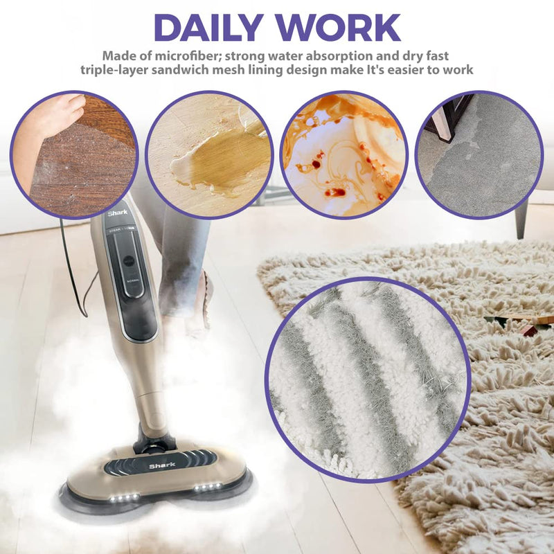 KVLZ Replacement Steam Mop Pads for Shark Steam Mop Pads Compatible with Shark S7000AMZ S7000 S7001 S7001TGT S7000 Series Steam & Scrub All-in-One Hard Floor Steam Mop (6-Pack) 6-pack