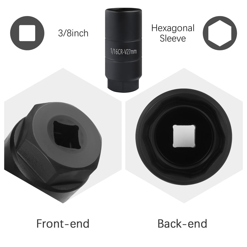 Oil Pressure Sensor Socket,1 1/16 Socket Switch Fits 3/8" Drive or 1 1/8" Hex Wrench,Professional Oil Pressure Switch Socket for Quick Removing/Installing Oil Sending Unit (Black) Black