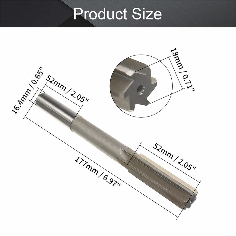 Utoolmart Chucking Reamer 18mm H7 HSS Lathe Machine Reamer Round Shank Milling Cutting Tool for Metal Non-Ferrous Metal Copper 1pc