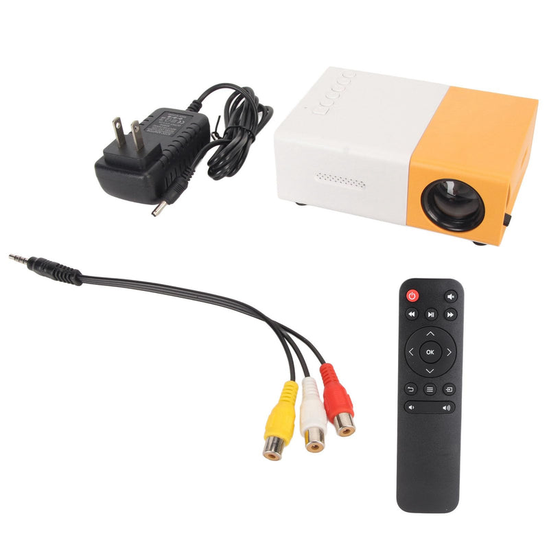 Mini Projector 1080P Support AV VGA HD USB Remote Control, Portable, Compact Size, Rich Interface, Up to 60in Projection Size, 800:1 Contrast Ratio