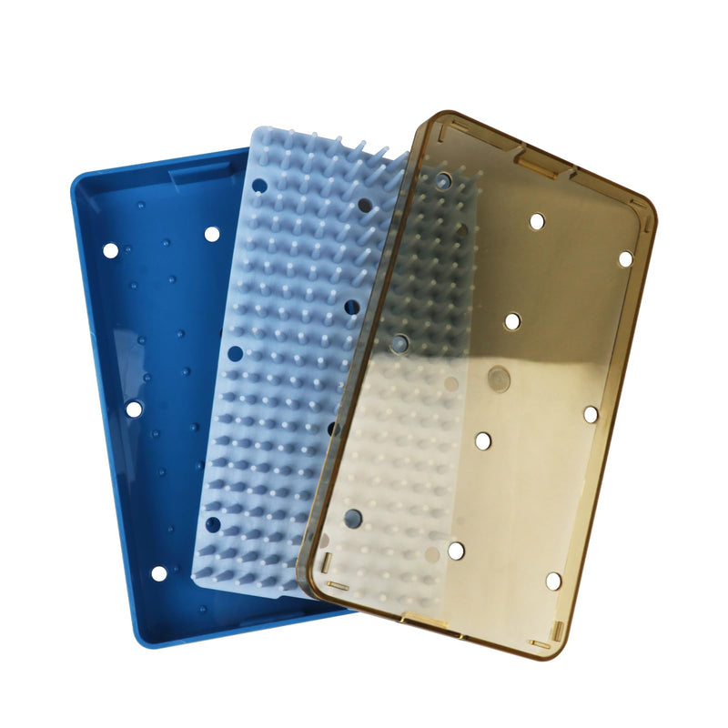 Plastic Autoclavable Instruments Storage Box S/M/L Size For Instruments Sterilization Tray Case with Silicone Mat (S SIZE) S SIZE
