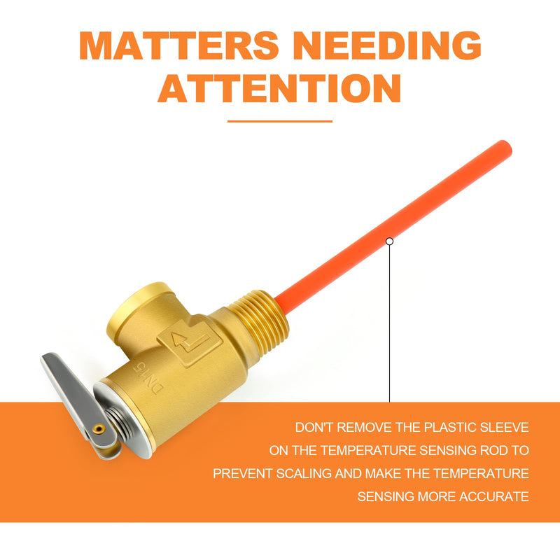 GASHER 1/2" NPT RV Water Heater Temperature & Pressure Relief Valve with Epoxy-Coated Probe, For Hot Water Heater Tanks 1/2" NPT (Epoxy-Coated Probe)