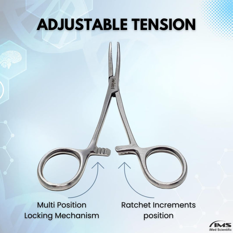 Set of 2 Premium Quality Pean Hemostat Forceps Straight & Curved Clamps Multiple Locking Positions Made of Stainless Steel with Full Serrated Jaws (12 Inch) 12 Inch