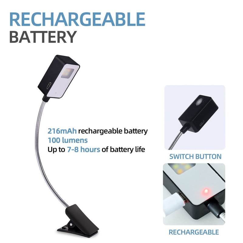 KunHe Rechargeable Book Lights Bulk, Clip on Light for Reading at Night in Bed, Stepless Dimming 3 Color Temperatures Stocking Stuffers for Kids,Book Lovers, 8 Pack 3 Modes 8.0