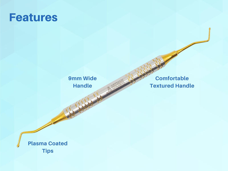 Dental Composite Glass Ionomer Amalgam Filling Instruments Kit (7 Golden Plasma Coated pcs) by Artman instruments