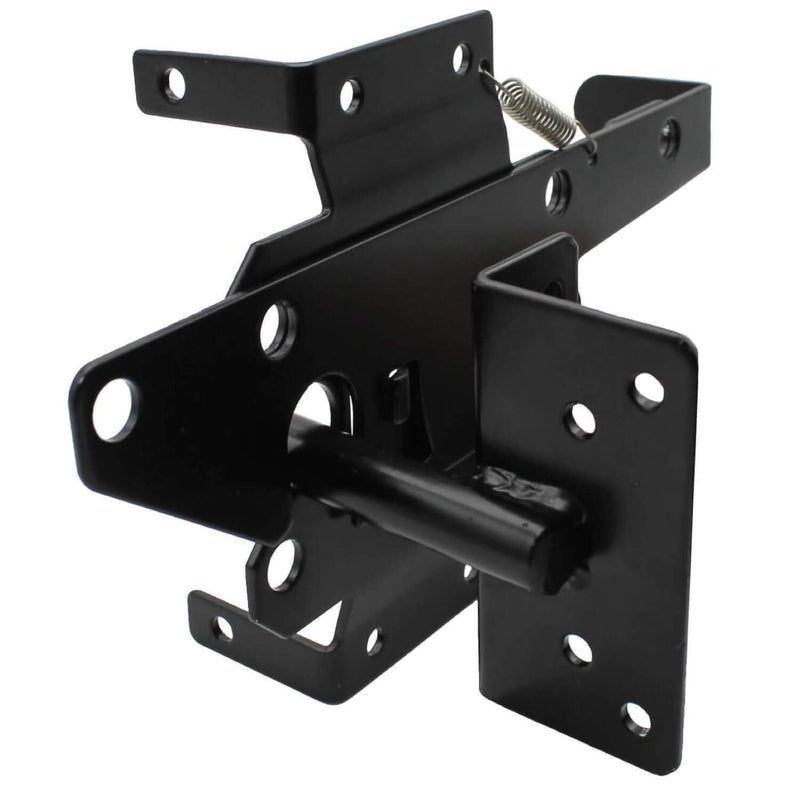 Jake Sales - Stainless Steel Gate Latch Black (for Vinyl, Wood, PVC etc Fencing) Fence Gate Latch w/Mount Hardware - Gate Latches has a 90 Degree Bracket for a Positive Latch to Gate Connection Black Ext SS Each
