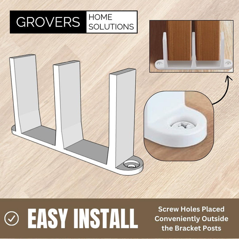 Sliding Closet Door Floor Guide Bracket | Universal Fit for 1-3/8" Width Doors (White) | Grovers Home Solutions White