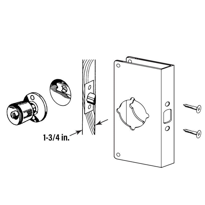 Prime-Line U 9548 Brass Lock and Door Reinforcement Plate for 1-3/4 In. Thick Doors, Brass Finish (Single Pack)