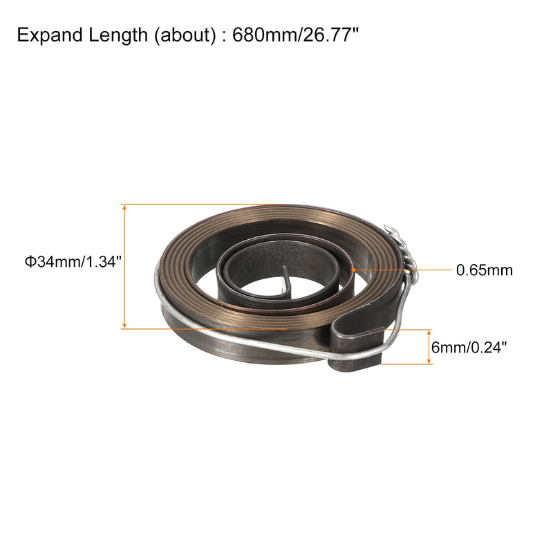uxcell Drill Press Spring Drill Press Quill Feed Return Coil Spring Assembly Spring Steel Chemical Blackening Finish 680mm Expand Long 34 x 6 x 0.65mm 2 Pcs 34 x 6 x 0.65mm - 680mm Long