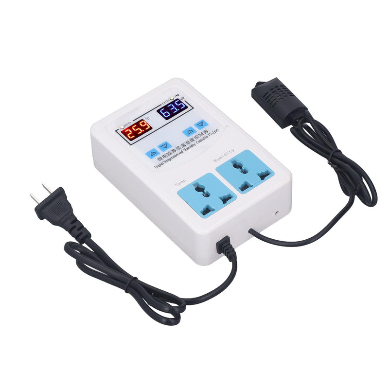 Temperature Humidity Controller with LCD DisplayDigital Thermostat Humidistat for Incubators, Herbal Storage Containers, and Grow Rooms (20°C to 60°C, 0%–100% RH, 110–220V)